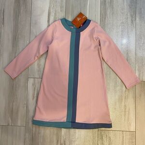 NWT Millie Jay Pink and Blue Color-block Long-Sleeve Jersey Kayla Dress, girls 8